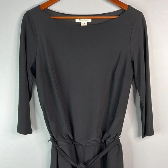 WHITE HOUSE BLACK MARKET Belted Dress Tied Waist Boat Neck Mini 3/4 Sleeves M - Picture 3 of 9